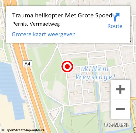 Locatie op kaart van de 112 melding: Trauma helikopter Met Grote Spoed Naar Pernis, Vermaetweg op 27 mei 2022 12:46