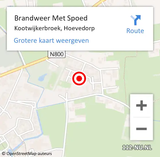 Locatie op kaart van de 112 melding: Brandweer Met Spoed Naar Kootwijkerbroek, Hoevedorp op 27 mei 2022 12:50