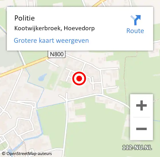 Locatie op kaart van de 112 melding: Politie Kootwijkerbroek, Hoevedorp op 27 mei 2022 12:51