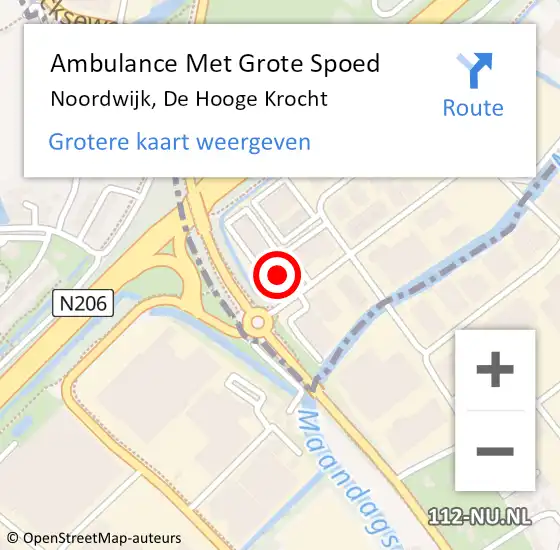Locatie op kaart van de 112 melding: Ambulance Met Grote Spoed Naar Noordwijk, De Hooge Krocht op 27 mei 2022 13:08