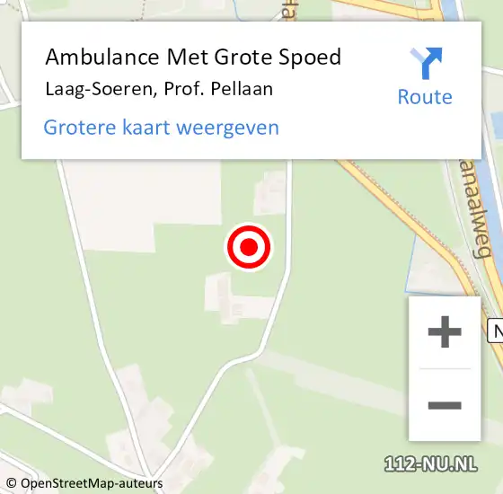 Locatie op kaart van de 112 melding: Ambulance Met Grote Spoed Naar Laag-Soeren, Prof. Pellaan op 27 mei 2022 13:13