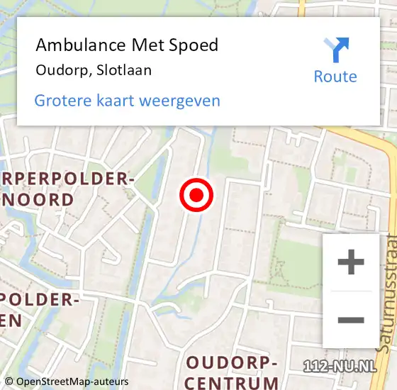 Locatie op kaart van de 112 melding: Ambulance Met Spoed Naar Oudorp, Slotlaan op 27 mei 2022 13:16