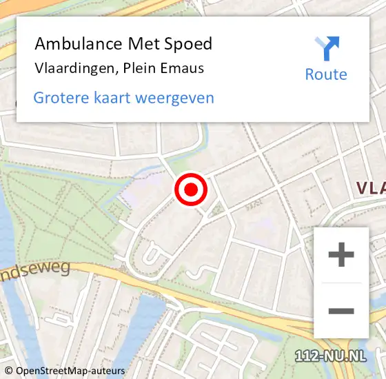 Locatie op kaart van de 112 melding: Ambulance Met Spoed Naar Vlaardingen, Plein Emaus op 27 mei 2022 13:22