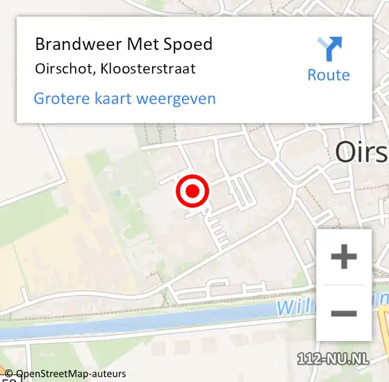 Locatie op kaart van de 112 melding: Brandweer Met Spoed Naar Oirschot, Kloosterstraat op 27 mei 2022 13:34