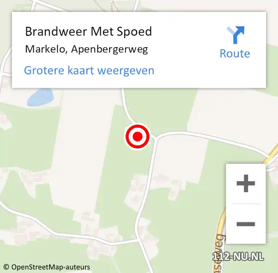 Locatie op kaart van de 112 melding: Brandweer Met Spoed Naar Markelo, Apenbergerweg op 27 mei 2022 13:54