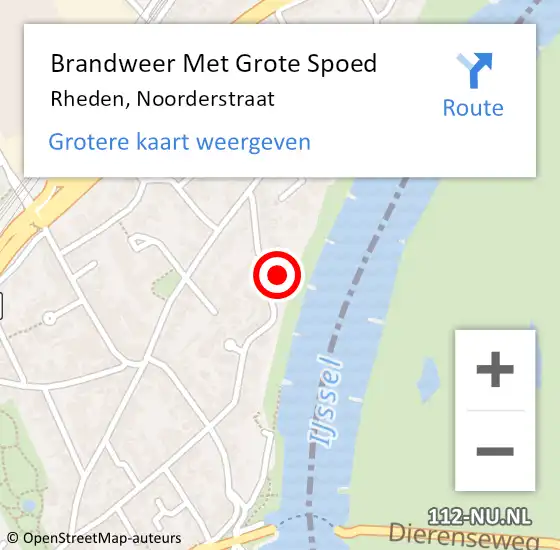 Locatie op kaart van de 112 melding: Brandweer Met Grote Spoed Naar Dieren, Noorderstraat op 27 mei 2022 14:01