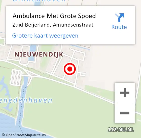 Locatie op kaart van de 112 melding: Ambulance Met Grote Spoed Naar Zuid-Beijerland, Amundsenstraat op 27 mei 2022 14:05