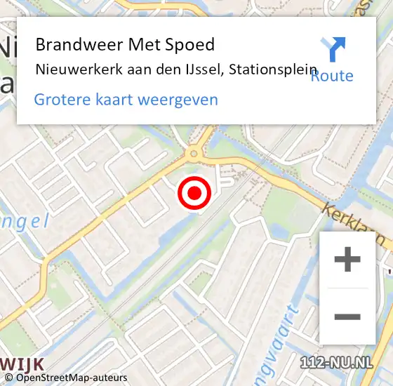 Locatie op kaart van de 112 melding: Brandweer Met Spoed Naar Nieuwerkerk aan den IJssel, Stationsplein op 27 mei 2022 14:07