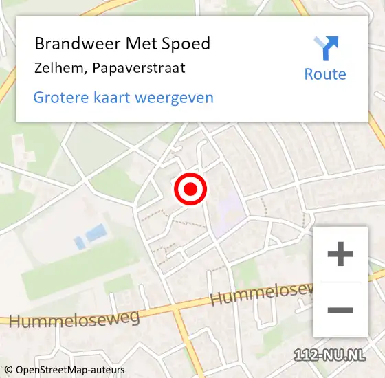 Locatie op kaart van de 112 melding: Brandweer Met Spoed Naar Zelhem, Papaverstraat op 27 mei 2022 14:17