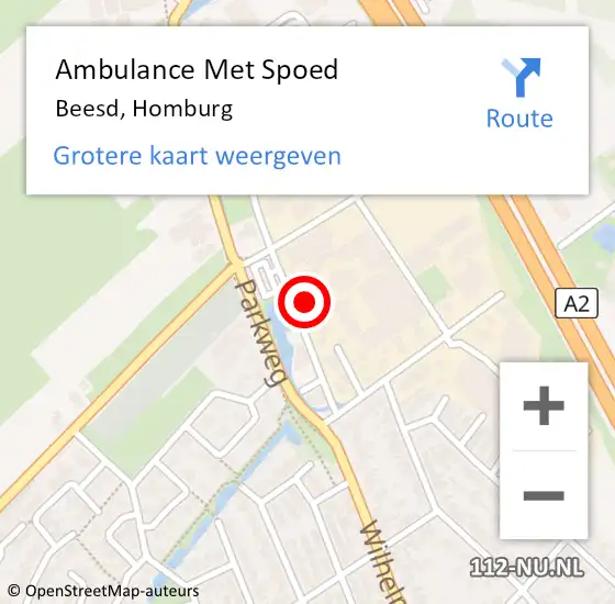 Locatie op kaart van de 112 melding: Ambulance Met Spoed Naar Beesd, Homburg op 27 mei 2022 14:31