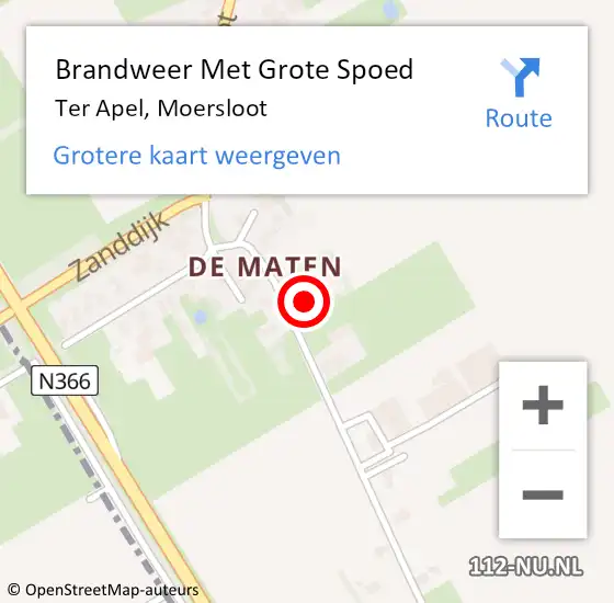 Locatie op kaart van de 112 melding: Brandweer Met Grote Spoed Naar Ter Apel, Moersloot op 18 juli 2014 14:26