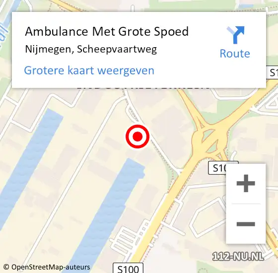 Locatie op kaart van de 112 melding: Ambulance Met Grote Spoed Naar Nijmegen, Scheepvaartweg op 27 mei 2022 15:03