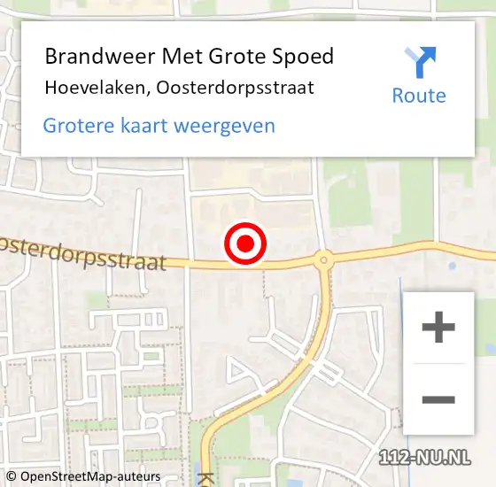 Locatie op kaart van de 112 melding: Brandweer Met Grote Spoed Naar Hoevelaken, Oosterdorpsstraat op 27 mei 2022 15:08