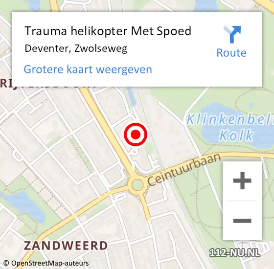 Locatie op kaart van de 112 melding: Trauma helikopter Met Spoed Naar Deventer, Zwolseweg op 27 mei 2022 15:18