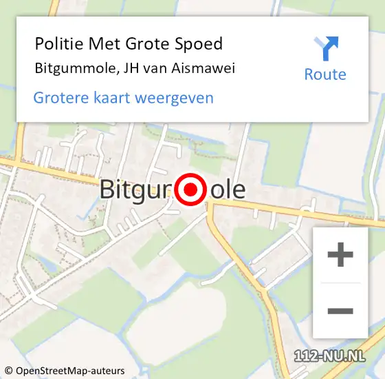 Locatie op kaart van de 112 melding: Politie Met Grote Spoed Naar Bitgummole, JH van Aismawei op 27 mei 2022 15:24