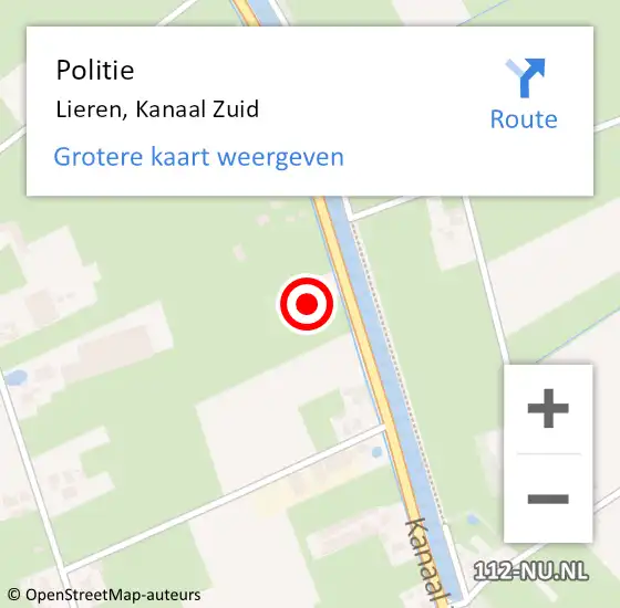 Locatie op kaart van de 112 melding: Politie Lieren, Kanaal Zuid op 27 mei 2022 16:09