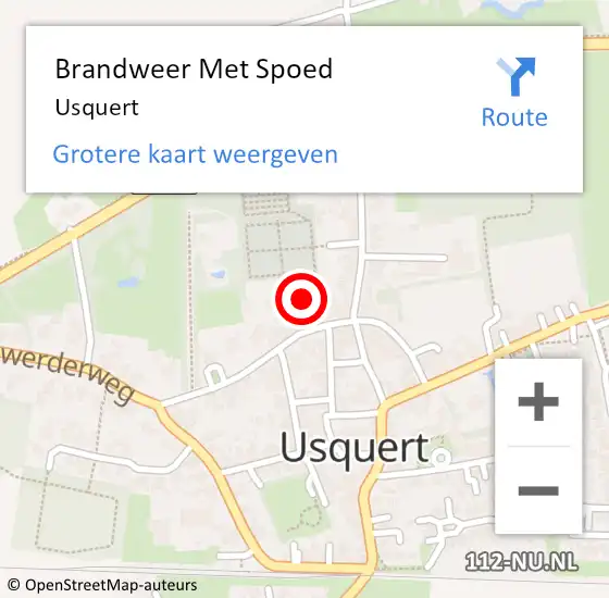 Locatie op kaart van de 112 melding: Brandweer Met Spoed Naar Usquert op 27 mei 2022 16:12