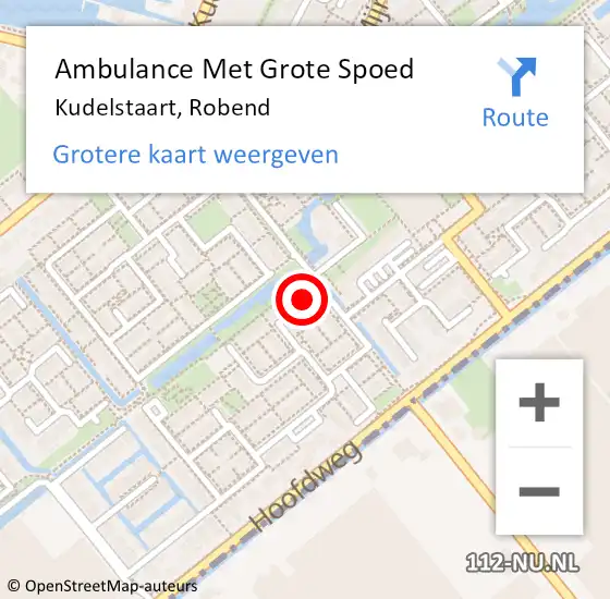 Locatie op kaart van de 112 melding: Ambulance Met Grote Spoed Naar Kudelstaart, Robend op 27 mei 2022 16:36