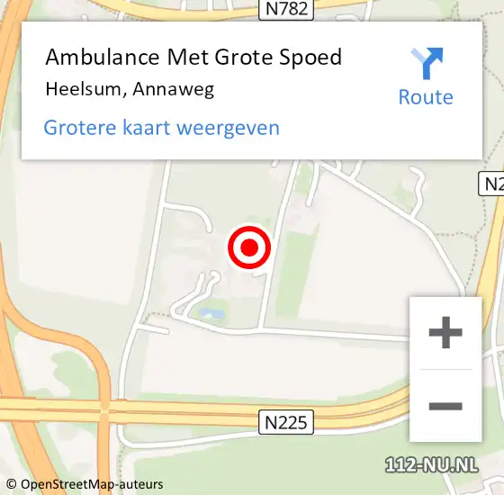 Locatie op kaart van de 112 melding: Ambulance Met Grote Spoed Naar Heelsum, Annaweg op 27 mei 2022 16:50