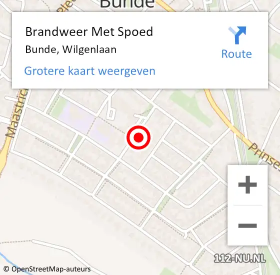 Locatie op kaart van de 112 melding: Brandweer Met Spoed Naar Bunde, Wilgenlaan op 27 mei 2022 17:04