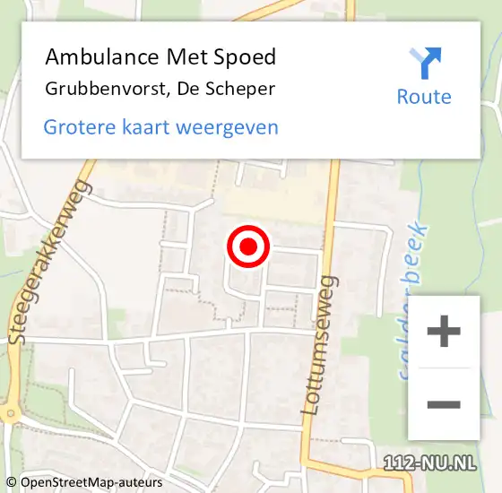 Locatie op kaart van de 112 melding: Ambulance Met Spoed Naar Grubbenvorst, De Scheper op 18 juli 2014 14:37