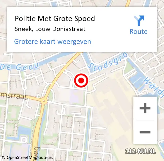 Locatie op kaart van de 112 melding: Politie Met Grote Spoed Naar Sneek, Louw Doniastraat op 27 mei 2022 17:21