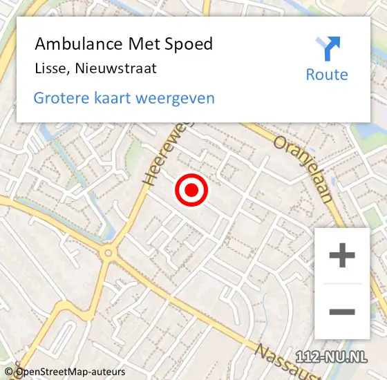 Locatie op kaart van de 112 melding: Ambulance Met Spoed Naar Lisse, Nieuwstraat op 27 mei 2022 17:44