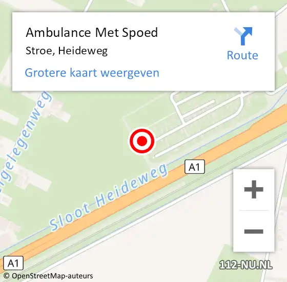 Locatie op kaart van de 112 melding: Ambulance Met Spoed Naar Stroe, Heideweg op 27 mei 2022 17:55