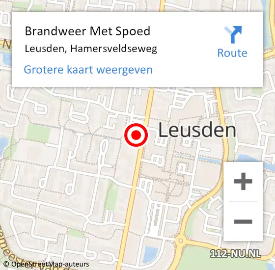 Locatie op kaart van de 112 melding: Brandweer Met Spoed Naar Leusden, Hamersveldseweg op 27 mei 2022 18:01