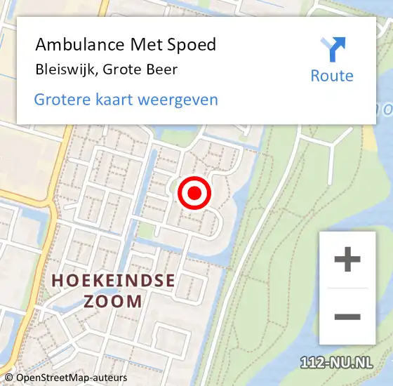 Locatie op kaart van de 112 melding: Ambulance Met Spoed Naar Bleiswijk, Grote Beer op 27 mei 2022 18:10