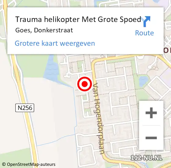 Locatie op kaart van de 112 melding: Trauma helikopter Met Grote Spoed Naar Goes, Donkerstraat op 27 mei 2022 18:32