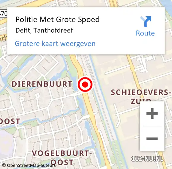 Locatie op kaart van de 112 melding: Politie Met Grote Spoed Naar Delft, Tanthofdreef op 27 mei 2022 18:41