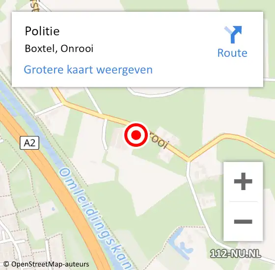 Locatie op kaart van de 112 melding: Politie Boxtel, Onrooi op 27 mei 2022 18:49