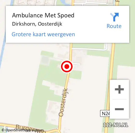 Locatie op kaart van de 112 melding: Ambulance Met Spoed Naar Dirkshorn, Oosterdijk op 27 mei 2022 18:50