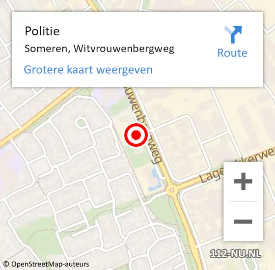 Locatie op kaart van de 112 melding: Politie Someren, Witvrouwenbergweg op 27 mei 2022 18:51