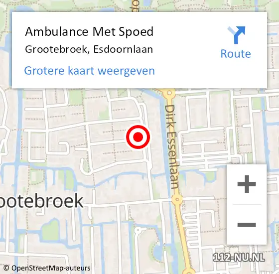 Locatie op kaart van de 112 melding: Ambulance Met Spoed Naar Grootebroek, Esdoornlaan op 27 mei 2022 18:57