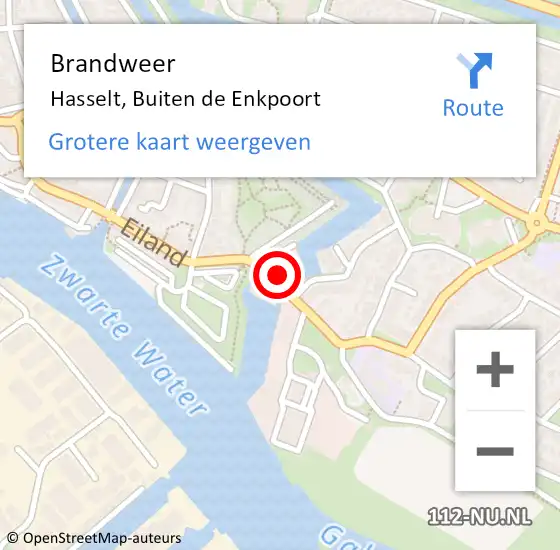 Locatie op kaart van de 112 melding: Brandweer Hasselt, Buiten de Enkpoort op 27 mei 2022 19:07