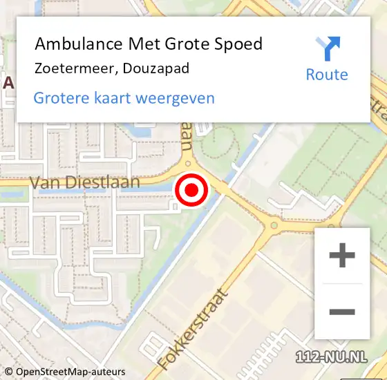 Locatie op kaart van de 112 melding: Ambulance Met Grote Spoed Naar Zoetermeer, Douzapad op 27 mei 2022 19:12