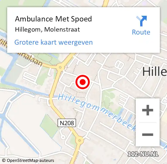 Locatie op kaart van de 112 melding: Ambulance Met Spoed Naar Hillegom, Molenstraat op 27 mei 2022 19:19