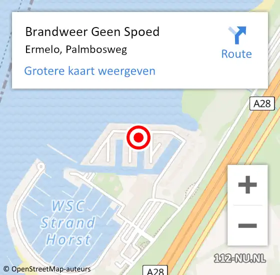 Locatie op kaart van de 112 melding: Brandweer Geen Spoed Naar Ermelo, Palmbosweg op 27 mei 2022 19:39