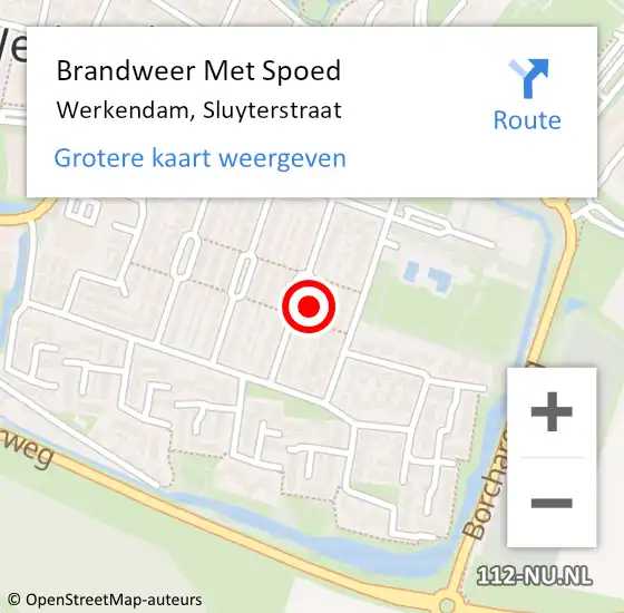 Locatie op kaart van de 112 melding: Brandweer Met Spoed Naar Werkendam, Sluyterstraat op 27 mei 2022 19:43