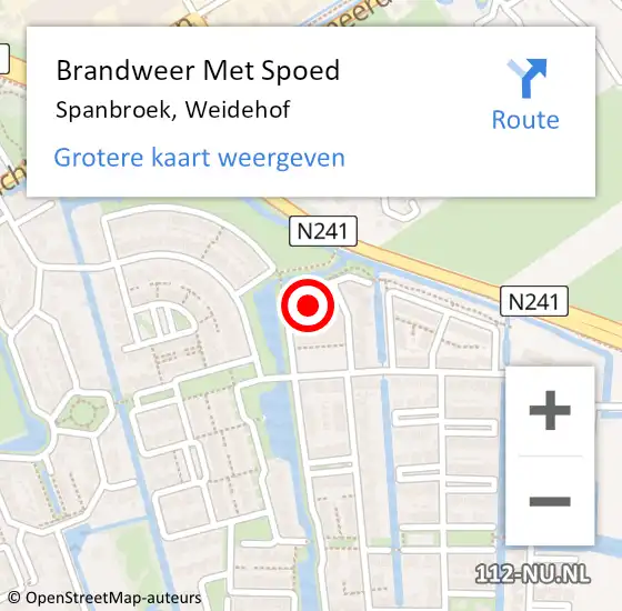Locatie op kaart van de 112 melding: Brandweer Met Spoed Naar Spanbroek, Weidehof op 27 mei 2022 19:44