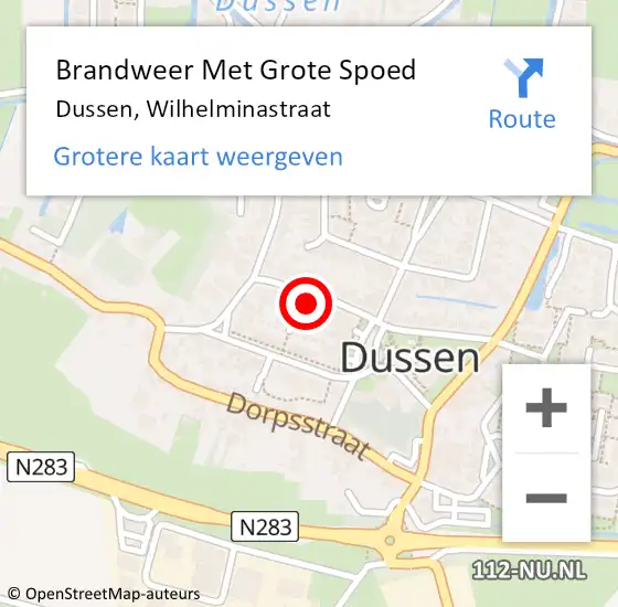 Locatie op kaart van de 112 melding: Brandweer Met Grote Spoed Naar Dussen, Wilhelminastraat op 27 mei 2022 19:47