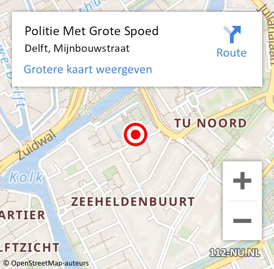Locatie op kaart van de 112 melding: Politie Met Grote Spoed Naar Delft, Mijnbouwstraat op 27 mei 2022 19:50