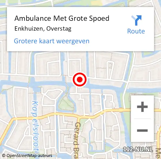 Locatie op kaart van de 112 melding: Ambulance Met Grote Spoed Naar Enkhuizen, Overstag op 27 mei 2022 19:56