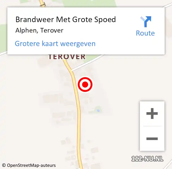 Locatie op kaart van de 112 melding: Brandweer Met Grote Spoed Naar Alphen, Terover op 27 mei 2022 19:59