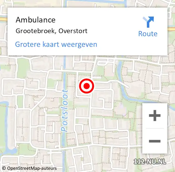 Locatie op kaart van de 112 melding: Ambulance Grootebroek, Overstort op 27 mei 2022 20:02