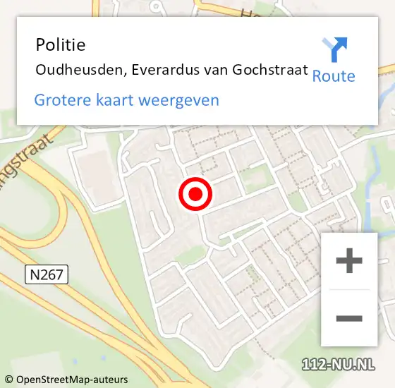 Locatie op kaart van de 112 melding: Politie Oudheusden, Everardus van Gochstraat op 27 mei 2022 20:04