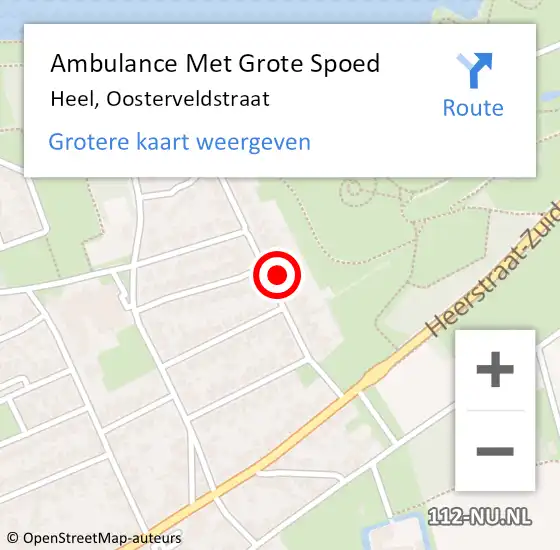 Locatie op kaart van de 112 melding: Ambulance Met Grote Spoed Naar Heel, Oosterveldstraat op 27 mei 2022 20:12