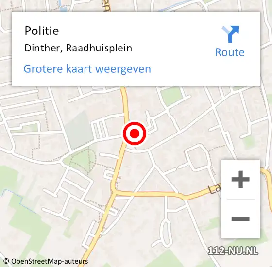 Locatie op kaart van de 112 melding: Politie Dinther, Raadhuisplein op 27 mei 2022 20:27